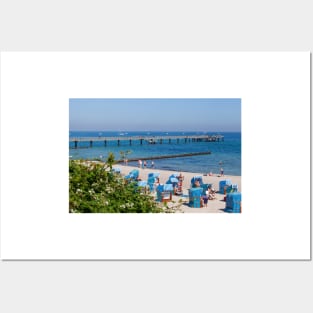 Beach and pier, Ostseebad Kuhlungsborn, Mecklenburg-West Pomerania, Germany, Europe Posters and Art